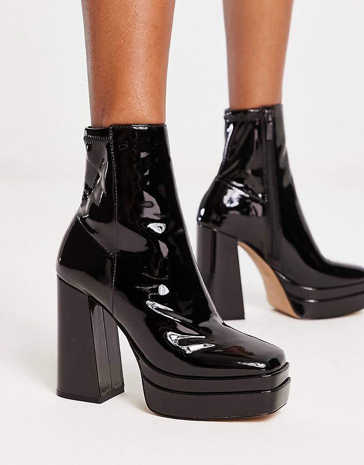 ALDO Mabel platform boots in black patent